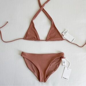 Vitamin A Milana Top (S) + Midori Classic Bottom (M) | Pink Sands Shimmer | NWT